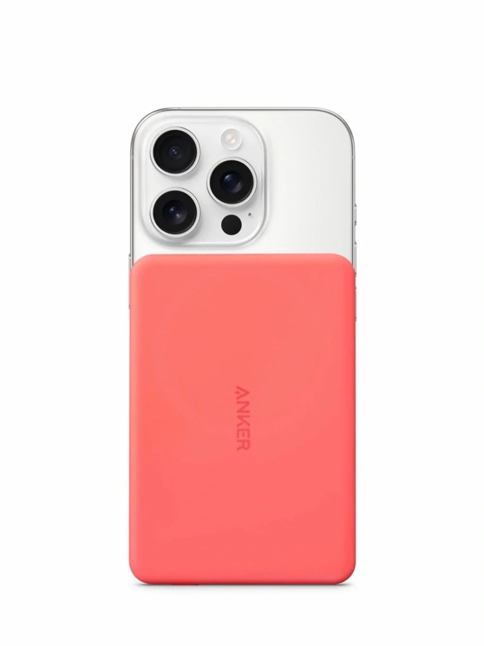 Anker Coral Orange Power Bank, Satechi Magnetic Wallet Stand, and Pop Socket